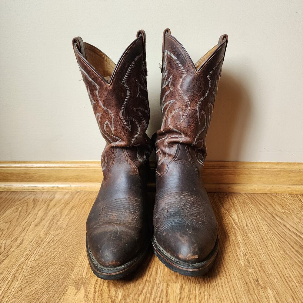 Double-H Leather Cowboy Boots Mens Size 9.5 D Pull On Work Western AG7 3282 - Picture 5 of 12